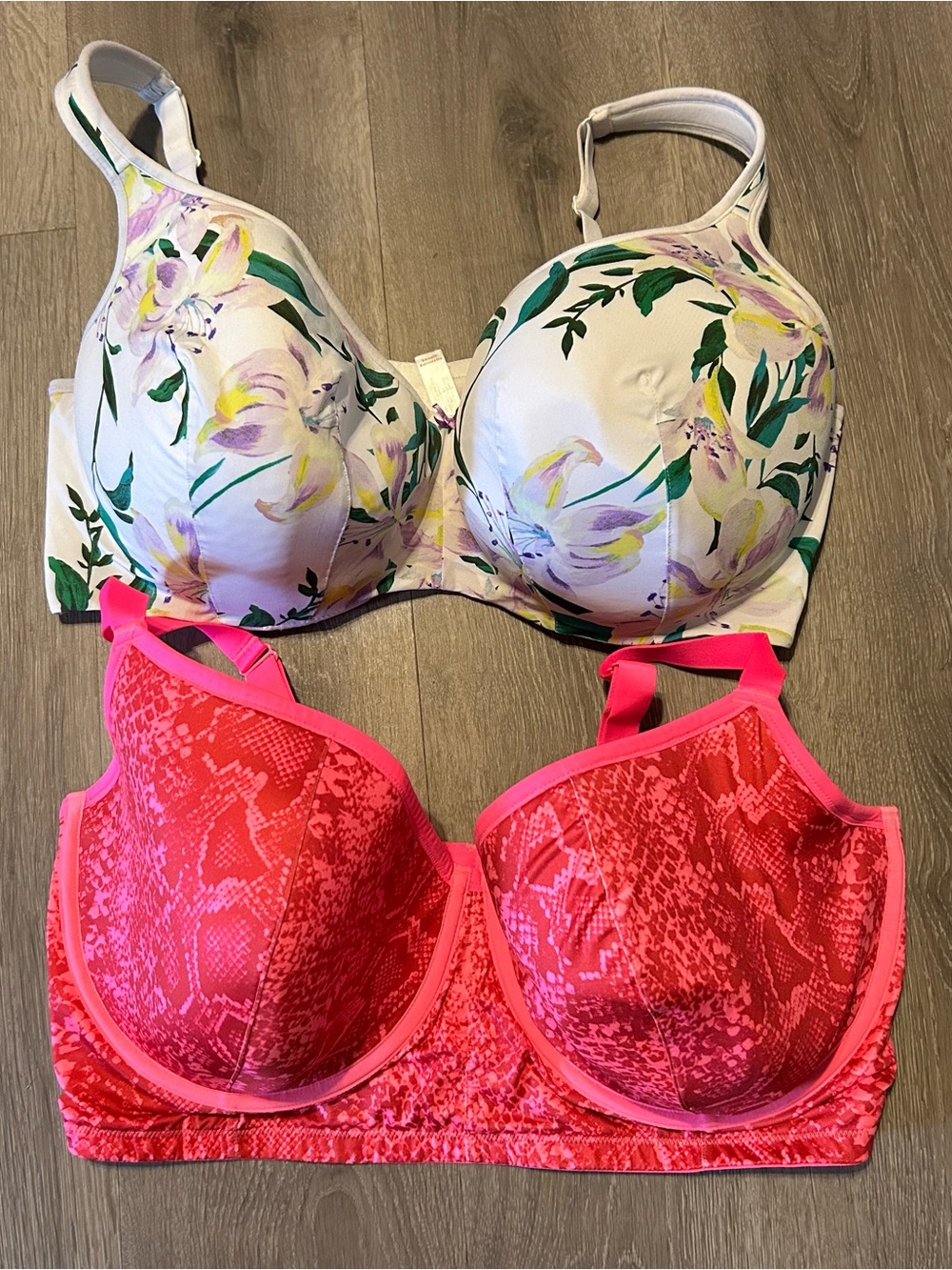 2 CACIQUE Smooth Balconette Full Coverage Bra Underwire Pink & Floral 44G
#0008